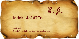 Medek Jolán névjegykártya